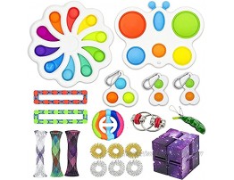 Acessorz Flower Fidget Toys Pack Cheap with Simple Dimple Silicone Squeeze Sensory Fidget Dimple Toys Stress Relief for Kids Adults with ADD ADHD Anxiety or Autism 20Pcs-Bundle