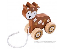 Applesauce Wooden Pull Infant Development Educational Baby Toys Deer Brown 5 x 4