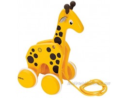 BRIO 30200 Infant & Toddler Pull Along Giraffe Wood Baby Toy with Bobbing Head for Kids Ages 1 and up Yellow Brown