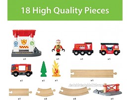 BRIO 33815 Rescue Firefighter Set | 18 Piece Train Toy with a Fire Truck Accessories and Wooden Tracks for Ages 3 and Up
