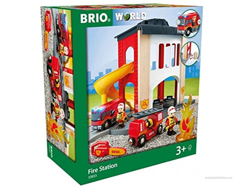 BRIO World 33833 Central Fire Station | 12 Piece Toy for Kids with Fire Truck and Accessories for Kids Ages 3 and Up