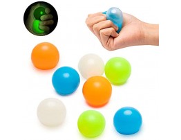 CY2SIDE 8PCS Luminescent Stress Relief Balls Sticky Target Balls for Ceiling Squeeze Toys for Kids Sensory Squeeze Balls for Adults Sticky Target Anti Stress Reliever Balls Pressure Relief Toy