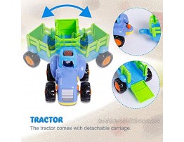GoStock Friction Powered Cars Push and Go Toys for 1 2 3 Year Old Boys and Girls 4 Sets Construction Vehicles of Tractor Bulldozer Cement Mixer Truck Dumper Best Gifts for Your Kids and Toddlers