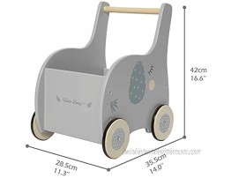 Grey Elephant-2-in-1 Baby Learning Walker Wooden Strollers with Blocks Toddler Baby Push Walker Toys with Wheels for Girls Boys 1-3 Years Old Wagon Toy Walkers Sturdy Construction