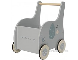 Grey Elephant-2-in-1 Baby Learning Walker Wooden Strollers with Blocks Toddler Baby Push Walker Toys with Wheels for Girls Boys 1-3 Years Old Wagon Toy Walkers Sturdy Construction