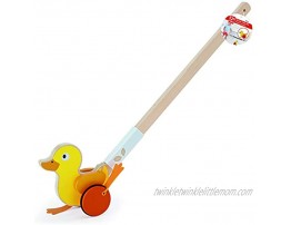 Hape Ducky Push Pal| Wooden Push-Along Ducky Baby Walker Push Toy