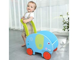 labebe Baby Learning Walker Toy 4 Wheels Blue Kid Push Pull Wagon Cart Push Toy Stroller Elephant for Toddler 1-3 Years OldGirl&Boy Shopping Cart Toy Wooden Wagon for Infant