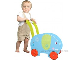 labebe Baby Learning Walker Toy 4 Wheels Blue Kid Push Pull Wagon Cart  Push Toy Stroller Elephant for Toddler 1-3 Years OldGirl&Boy Shopping Cart Toy Wooden Wagon for Infant