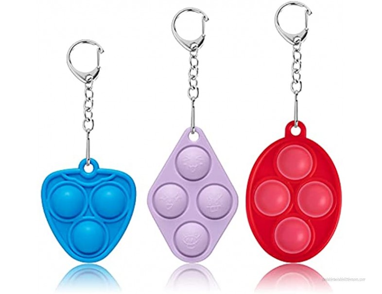 Mini Push Bubble Fidget Sensory Toys Portable Simple Dimple Decompression Toys，Adult and Child Gift Keychain Push Sensory Toy That Relieves Stress 3 PCS