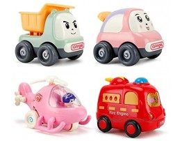 NASHRIO Push Forward and Wind Up Cars Toys for Baby and Toddlers 4 Pack Kids Early Educational Vehicles Boys and Girls Birthday Party Favors Gift Random Colors