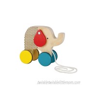 Petit Collage Jumping Jumbo Elephant Wooden Pull Toy – Cute Wooden Rolling Toy Ideal for Ages 18+ Months – Active Toy Encourages Walking Makes a Great Gift