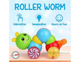 Playkidz Baby Roller Worm Early Development Toy for Babies & Toddlers Inchworm Rattling Wiggle Toy Twist Push Roll and Go STEM Learning Toy Ages 6m+
