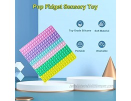 Pop Fidget Sensory Toys Big Size Push Bubble Toy Jumbo Pop Toys 256 Bubbles Square Colourful Board Game Anxiety Stress Reliever Soft Silicone Educational Toys For Kids Boys Girls Children Adults