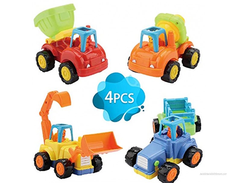 Push and Go Cars for Kids Friction Powered Toy Sand Play Tractor Truck Toy Baby Early Education Sets of 4,Gift for Children Boys Girls for 3+ Year Olds