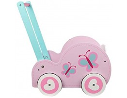 Toysters Wooden Push Walker Wagon for Toddlers | Adorable Baby Doll Carrier Buggy | Push Along Walking Toy and Doll Pram | Includes Stroller Mattress and Pillow | AT150