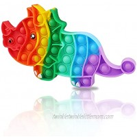 【Update 2021】 Sensory Fidget Toys Rainbow Dinosaur Pop Push Bubble Toys for Kids Food Grade Silicone Relieving Stress Toys Sensory Toy for Anxiety Rainbow Dinosaur