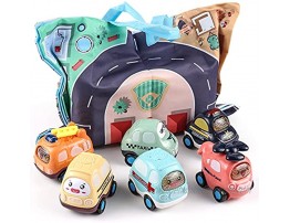 XQW Cartoon Inertia Baby Toy Cars with Storage Bag 6 Pcs Push and Go Toys Kids Toys Car for Girls Boys Early Educational Toys for 1 2 3 4 5 6 Year Old Boys Girls Birthday Gift for Toddlers