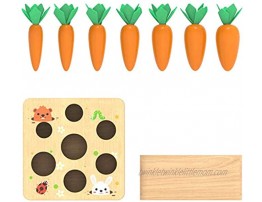 Ancaixin Wooden Toys for 1 Year Old Boys and Girls Montessori Size Sorting & Counting Puzzle Game for 2 3 Year Olds Carrots Harvest Developmental Gifts for Fine Motor Skill