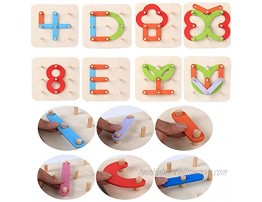 BAIVYLE Preschool Learning Toys Peg Board Letters and Numbers Construction Puzzle Educational Stacking Blocks Toy Sets Wooden Pegboard Shape Sorter Set Board Block Stack Sort Game for Kids