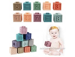 BOBXIN 15 PCS Baby Blocks Toys Soft Stacking Blocks Baby Montessori Sensory Ball Teether Infant Bath Toys Squeeze Play with Numbers Shapes Animals Fruit and Textures Toy for Babies Toddlers 6 Months