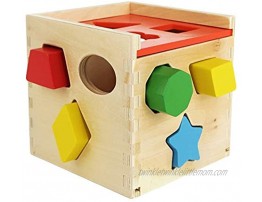 Colorful Shape Cube Sorting Puzzle Solid Wood Toy with 12 Shapes Educational Baby Toy for Toddler Boys and Girls Age 18-24 Months 2 Years and Up Classic Early Development Shape Recognition Toy