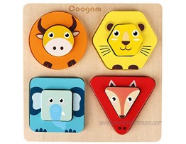 Coogam Wooden Animal Sorting Baby Stacking Toys Shape Color Recognition Blocks Matching Puzzle Fine Motor Skill Educational Preschool Learning Board Game Gift for Kids Age 1 2 3 Year Old