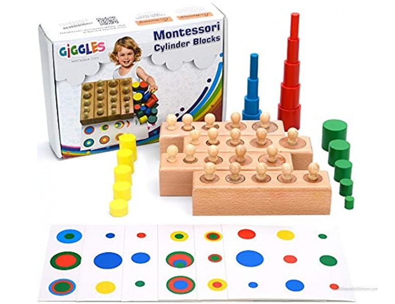 Cylinder Montessori Blocks Knobbed Cylinders Wooden Materials Baby Game Ball Mini Stacking Miniatures Color Early Development Toys Toddler Colors