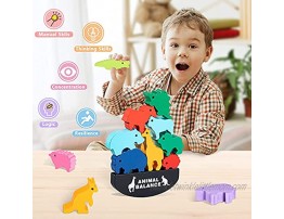 iValea Toys for 2 3 4 5 6 Year Old Girls Gifts Wooden Building Blocks for Toddler Toys Age 2-4 Educational Animal Kids Toys for 2-5 Year Old Boys Christmas Birthday Gifts for 3-6 Year Old Girls Boy