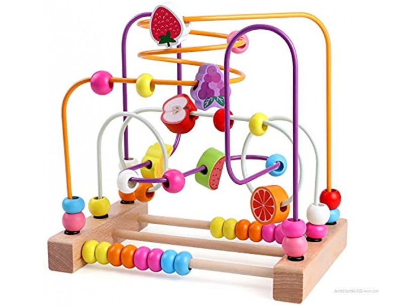 Lewo Bead Maze Wooden Baby Toddler Toys Roller Coaster Abacus Preschool Educational Toys Birthday Gifts for Toddlers Kids Boys Girls