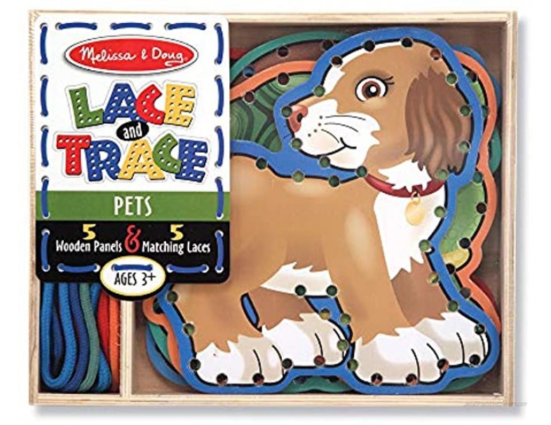 Melissa & Doug Lace and Trace Activity Set: Pets 5 Wooden Panels and 5 Matching Laces