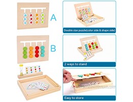Montessori Learning Toys Slide Puzzle Color & Shape Matching Brain TeasersLogic Game Preschool Educational Wooden Toys for Kids Child Boys Girls Age 3 4 5 6 7 Years Old Travel Toys Birthday Gift