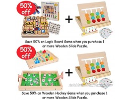 Montessori Learning Toys Slide Puzzle Color & Shape Matching Brain TeasersLogic Game Preschool Educational Wooden Toys for Kids Child Boys Girls Age 3 4 5 6 7 Years Old Travel Toys Birthday Gift