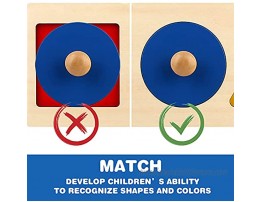 Montessori Multiple Shape Puzzle First Shapes Jumbo Knob Wooden Puzzle Geometric Shape Puzzle Toddler Preschool Learning Material Sensorial Toy for Toddler Shape & Color Sorter 3 Pieces