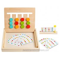 Montessori Preschool Learning Toys Slide Puzzle Board Color Shape Sorting Matching Brain Teasers Logic Game Wooden Education Family Game Travel Toys Gift for Kids Child Boys Girls Age 3+ Years Old