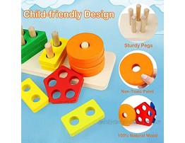Montessori Toys for 1 2 3 Year Old Boys Girls Toddlers Wooden Sorting & Stacking Toys for Toddlers and Kids Preschool Educational Toys Color Recognition Stacker Shape Sorter Learning Puzzles Gifts