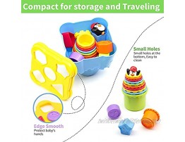 MOONTOY Stacking Cups Baby Stacking Toys Infant Stackable Block 19PCS Colorful Nesting Cups Shape Sorter for Sand Bath Early Educational Toy for 1 2 3 Year Old Toddlers Boys Girls Birthday Gift.