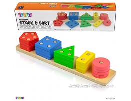 Play22 Shape Sorter Color Wooden Bard Educational Toys for Toddlers Kids Learning Toys Stack and Sort 20 Pieces Geometric Board Chunky Puzzle Great Gift for Boys and Girls Original
