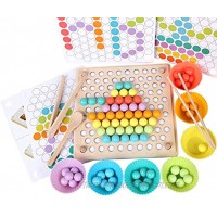 QZMTOY Wooden Peg Board Beads Game Puzzle Color Sorting Stacking Art Toys for Toddlers Counting Toy for Kids Toddler Educational Montessori Games for Math Learning Great Gift for Girls and Boys