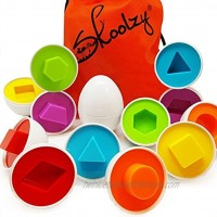 Skoolzy Egg Toy Shapes Matching Eggs STEM Toddler Toys for 1 2 3 4 Year olds Learning Colors Preschool Puzzles Games Montessori Fine Motor Skills Sorting Educational Easter Eggs with Bag