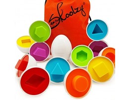 Skoolzy Egg Toy Shapes Matching Eggs STEM Toddler Toys for 1 2 3 4 Year olds Learning Colors Preschool Puzzles Games Montessori Fine Motor Skills Sorting Educational Easter Eggs with Bag