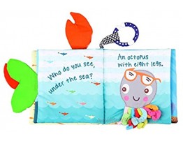 Soft Sea Animal Baby Book Cloth Baby Book with Soft Crinkle and Vibrant Pages 3D Sea Animals Mesmerizing Mirror Teething Ring and More Ages 3 Months to 18 Months