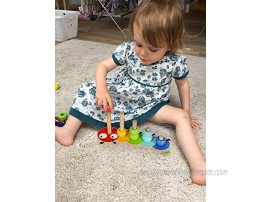 TOWO Wooden Stacking Rings Baby –Lovely Caterpillar Counting Game Colour Sorting Puzzle 5 Pegs Ring Stacker Counting Rings Early Learning Wooden Toys for 1 Year Old Gift First Birthday Boy Girl