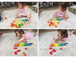 Toys of Wood Oxford Wooden Stacking Rings and Counting Games with 45 Rings Number Blocks- Counting Ring Stacker-Wooden Sorting Counting Toy for 3 Years Old Kids Maths Learning Montessori Materials