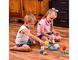 Vezozo Large Size Wooden Stacking Rocks Wooden Stacking Blocks Wooden Stacking Stones Wooden Stacking Toys 16 PCs Balancing Stones Preschool Toy Safe for Toddlers 0-3 yr+ No Choking Hazard