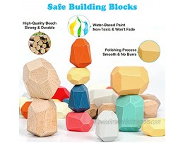 Wooden Montessori Toys Sorting Balancing Stacking Stone Counting Educational Building Blocks Preschool Learning Open Ended Toy Creative Kids Games Colored Rocks Puzzle Set for 3 Years Old36PCS