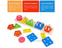 Wooden Sorting Stacking Toy Shape Sorter Toys for Toddlers Montessori Geometric Shape Color Recognition Stack Sort Board Educational Chunky Block Puzzles for 2 3 4 Years Old Kids Baby Boys Girls