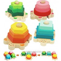 Wooden Stacking Toys for Toddler 2 3 4 Year Old Shape Sorter Montessori Educational Puzzle Blocks Toys Best Gifts for Girls Boys Early Preschool Learning by Flyingseeds
