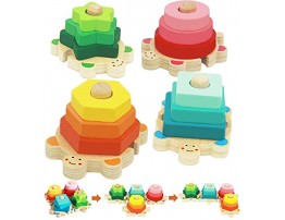 Wooden Stacking Toys for Toddler 2 3 4 Year Old Shape Sorter Montessori Educational Puzzle Blocks Toys Best Gifts for Girls Boys Early Preschool Learning by Flyingseeds