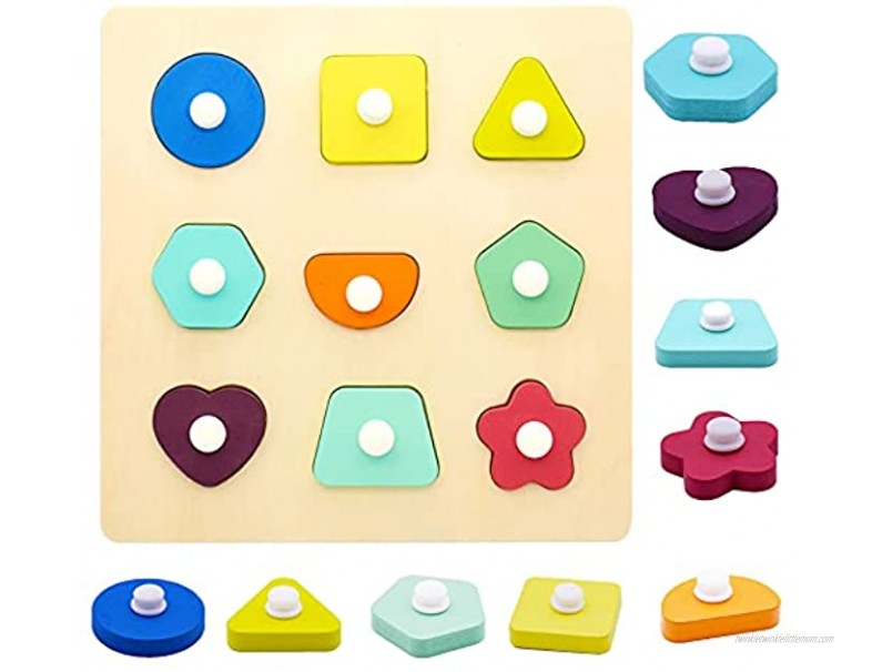 Wooden Toys Montessori Toys for 2 Year Old Girls Boys Toddler Puzzles Shape Sorting Stacking Matching Game Educational Toddler Toys Age 2-3 Develops Fine Motor Skills Toddler Sensory Toys