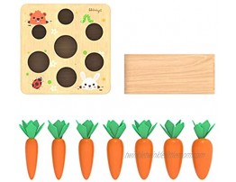 XIAPIA Montessori Toys for 1 Year Old Boys and Girls，Carrots Harvest Wooden Educational Toy Shape Size Sorting Puzzle Developmental Learning Gifts for Toddlers